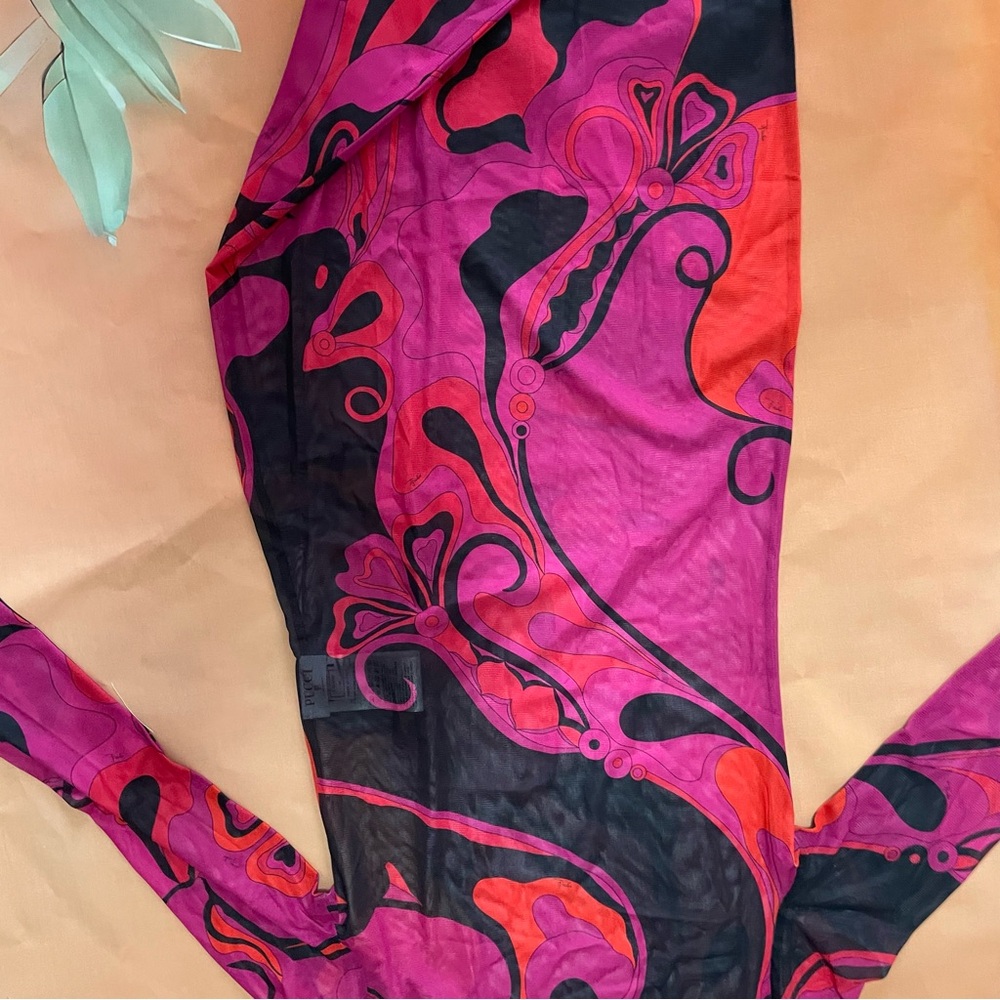 Emilio Pucci Fuchsia and Black Abstract Print Maxi Dress - Picture 6 of 10